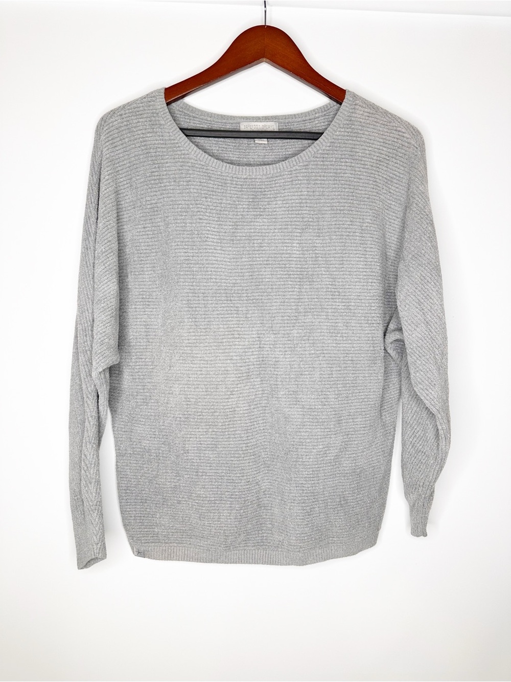 Barefoot Dreams CozyChic Ultra Lite® Ribbed Dolman Pullover Light Gray Size S